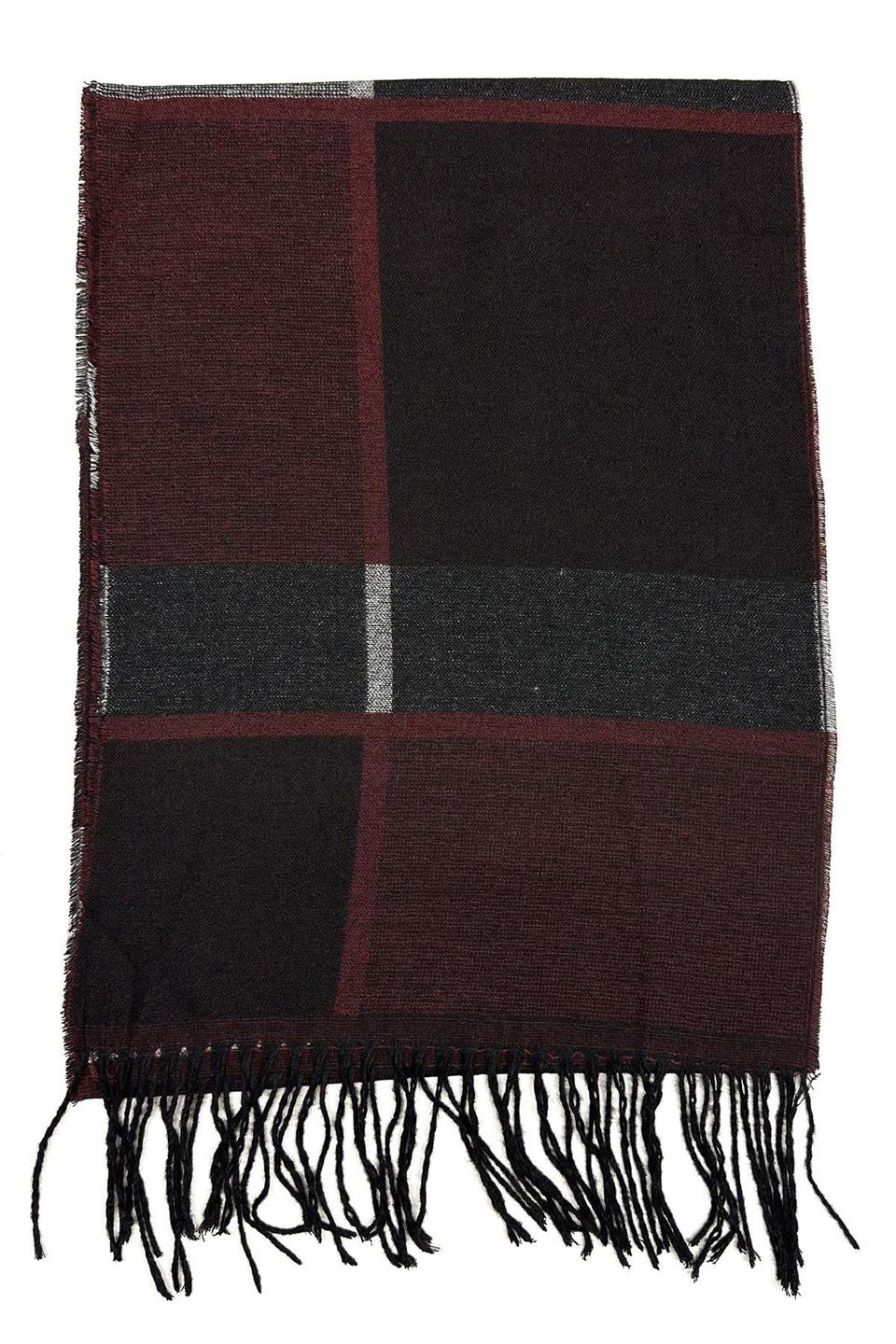 Bordo - Siyah Ekose Desen Erkek Kaşkol K562
