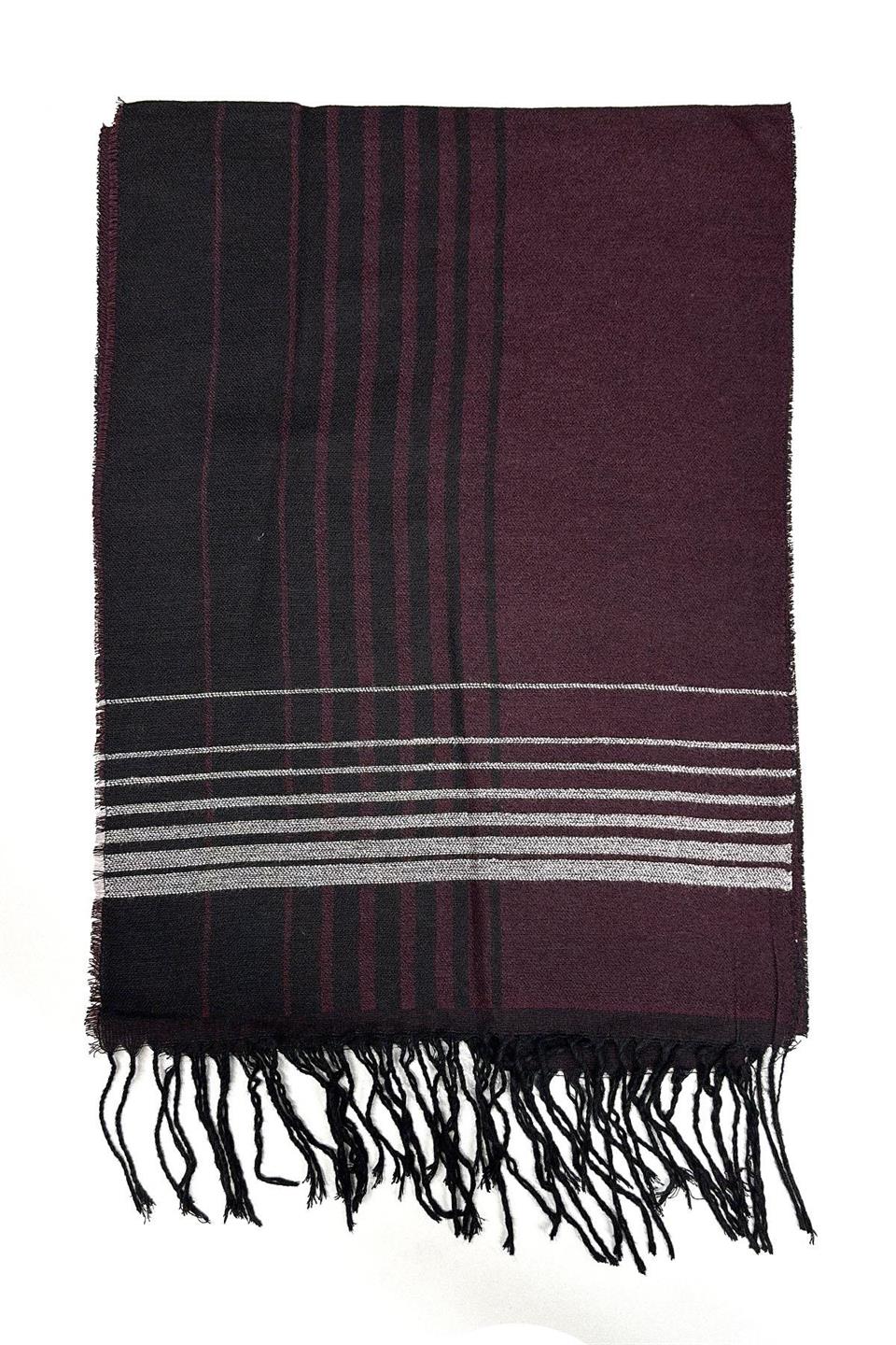 Bordo - Siyah Ekose Desen Erkek Kaşkol K546