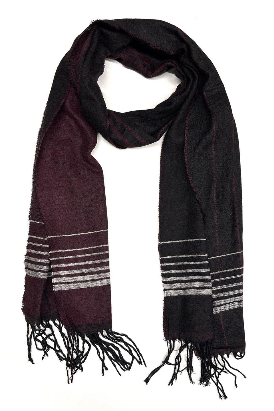 Bordo - Siyah Ekose Desen Erkek Kaşkol K546