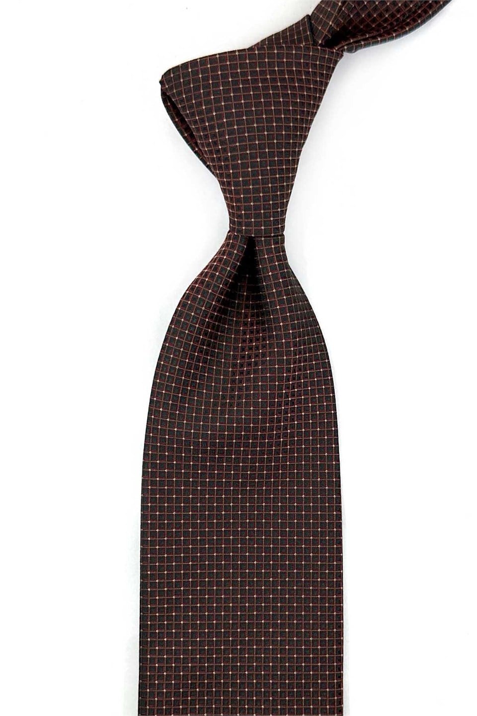 Bordo Siyah Kare Desen Mendilli Klasik Kravat KK14142