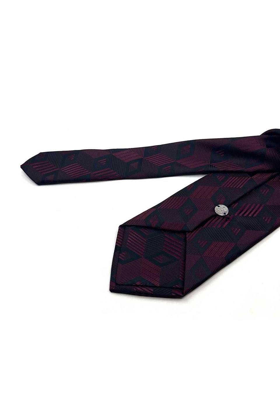 Bordo Siyah Motif Desen Mendilli Klasik Kravat KK13786