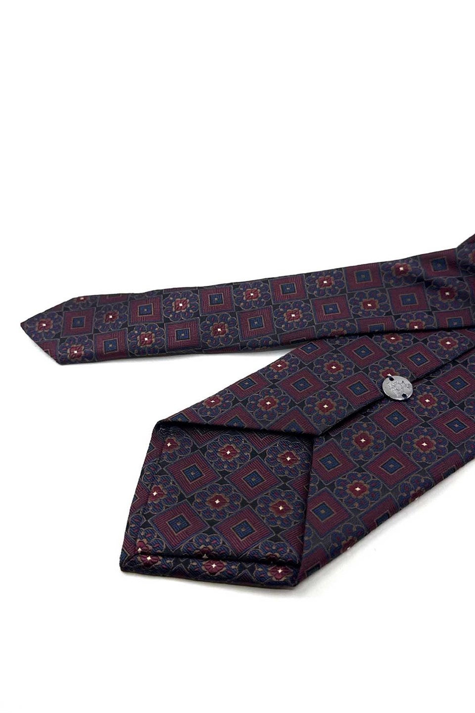 Bordo Siyah Motif Desen Mendilli Klasik Kravat KK13952