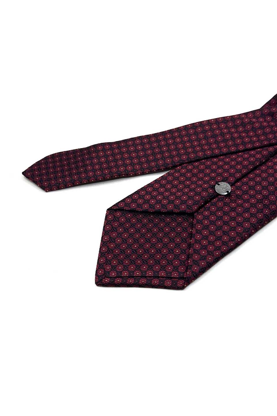 Bordo - Siyah Nokta Desen Mendilli Klasik Kravat KK13607