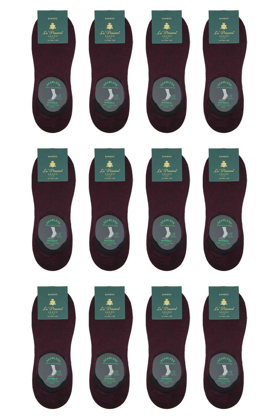 Bordo Ultra Lüks Görünmez 12li Bambu Erkek Çorap CRP376