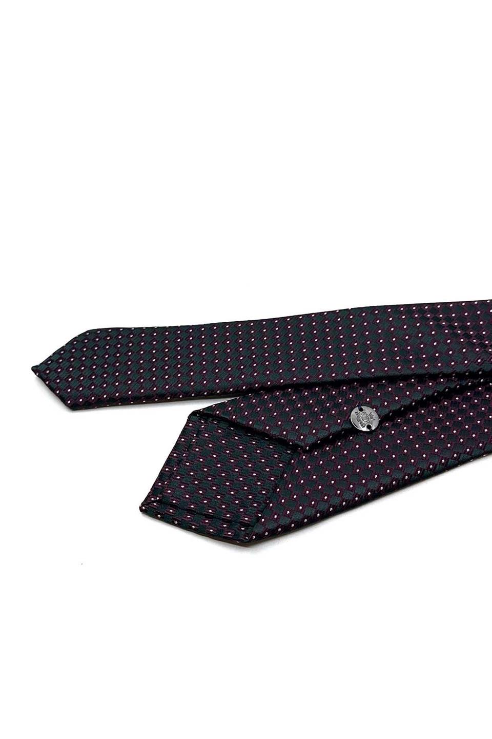 Bordo - Yeşil Nokta Desen Slim Kravat SK7970
