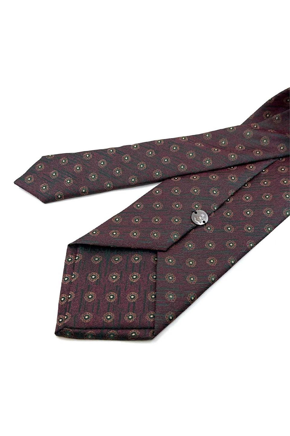 Bordo Yeşil Puantiye Desen Mendilli Klasik Kravat KK14150
