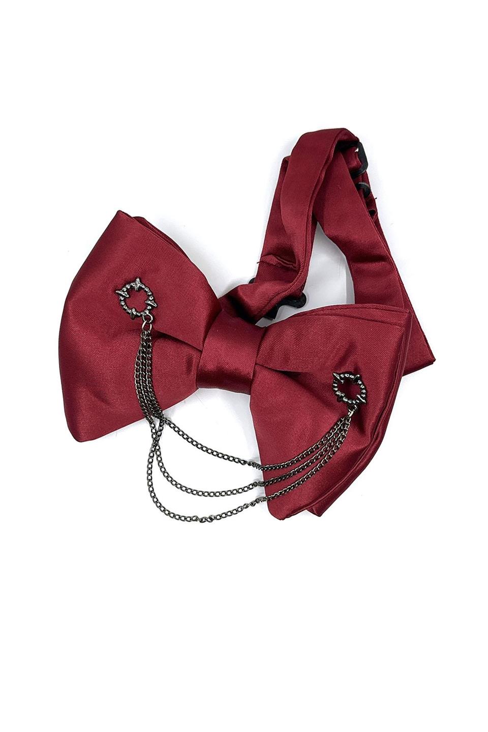 Bordo Zincirli Damatlık Papyon P1041