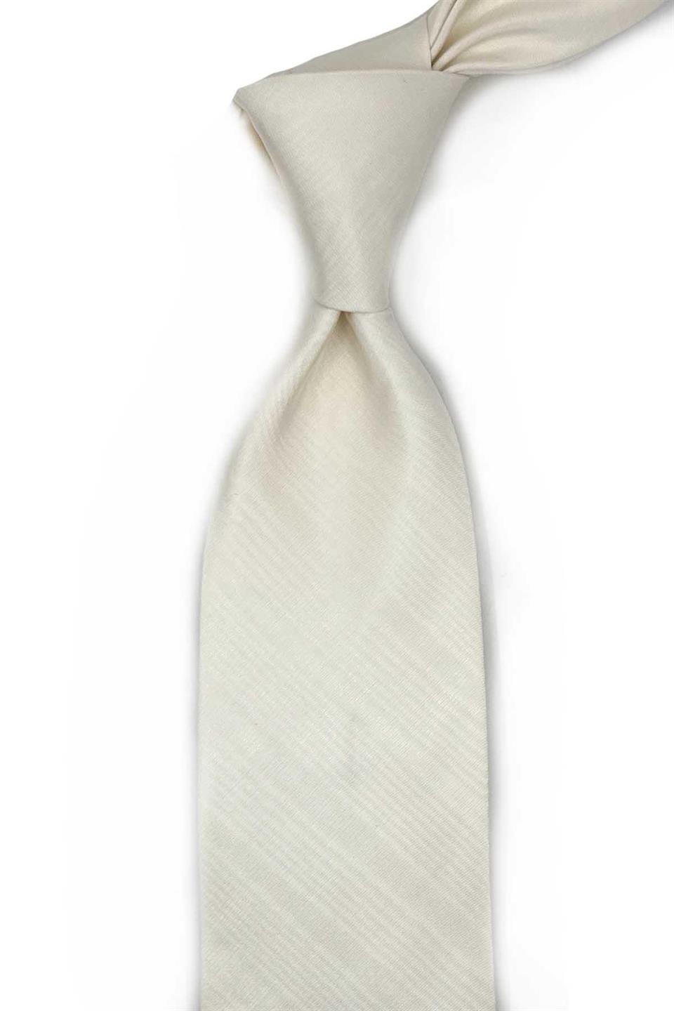 Borgo Style Krem Düz İtalyan İpek Kravat İK1727