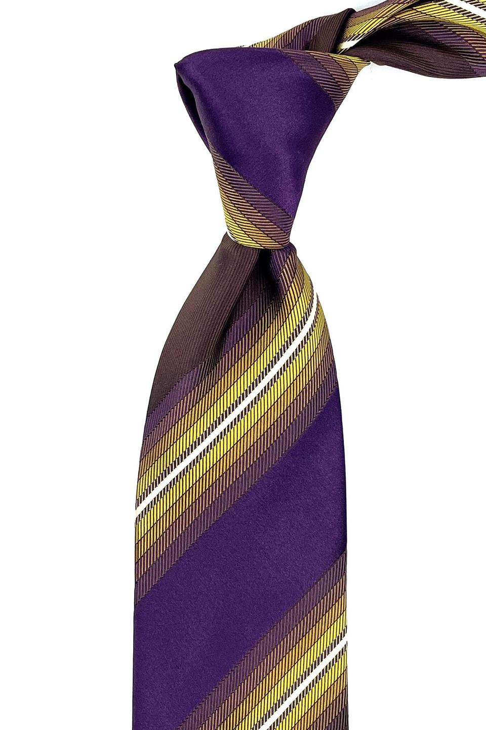 Borgo Style Mor Çizgi Desen İtalyan İpek Kravat İK1005