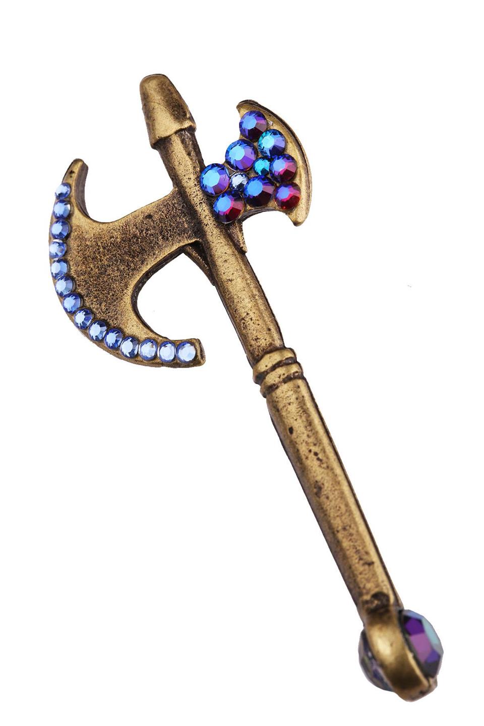 Bronz Renk Balta Motif Taşlı Yaka İğnesi YI301