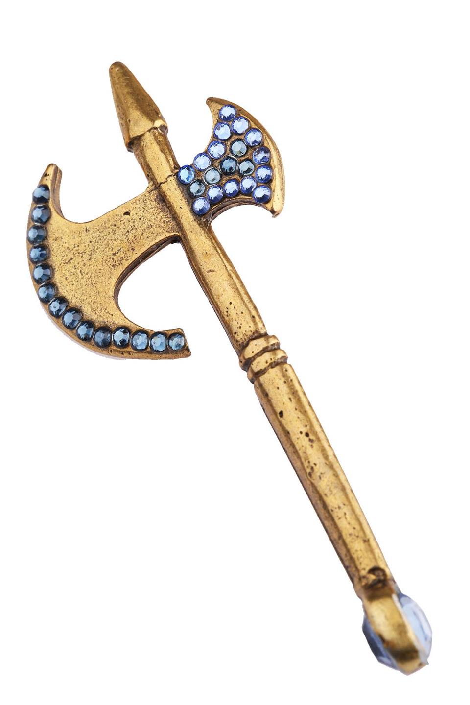 Bronz Renk Balta Motif Taşlı Yaka İğnesi YI300
