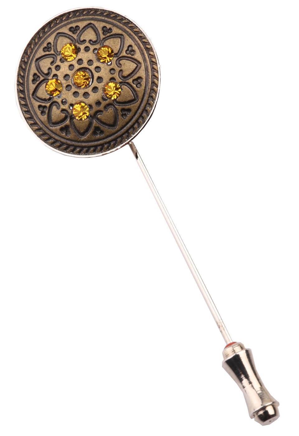 Bronz Renk Sarı Taşlı Yaka İğnesi YI163