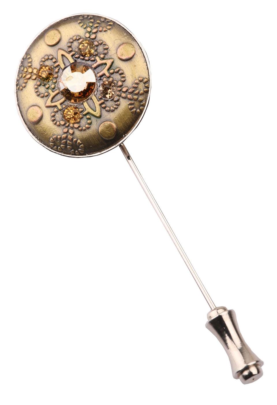 Bronz Renk Taşlı Yaka İğnesi YI142