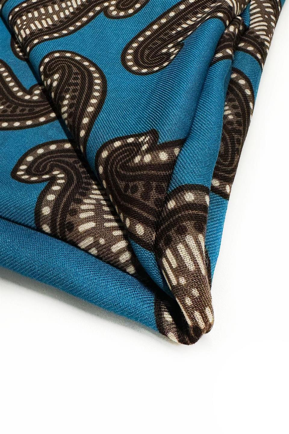 Brook Style Petrol Renk Wool Kaşkol K461