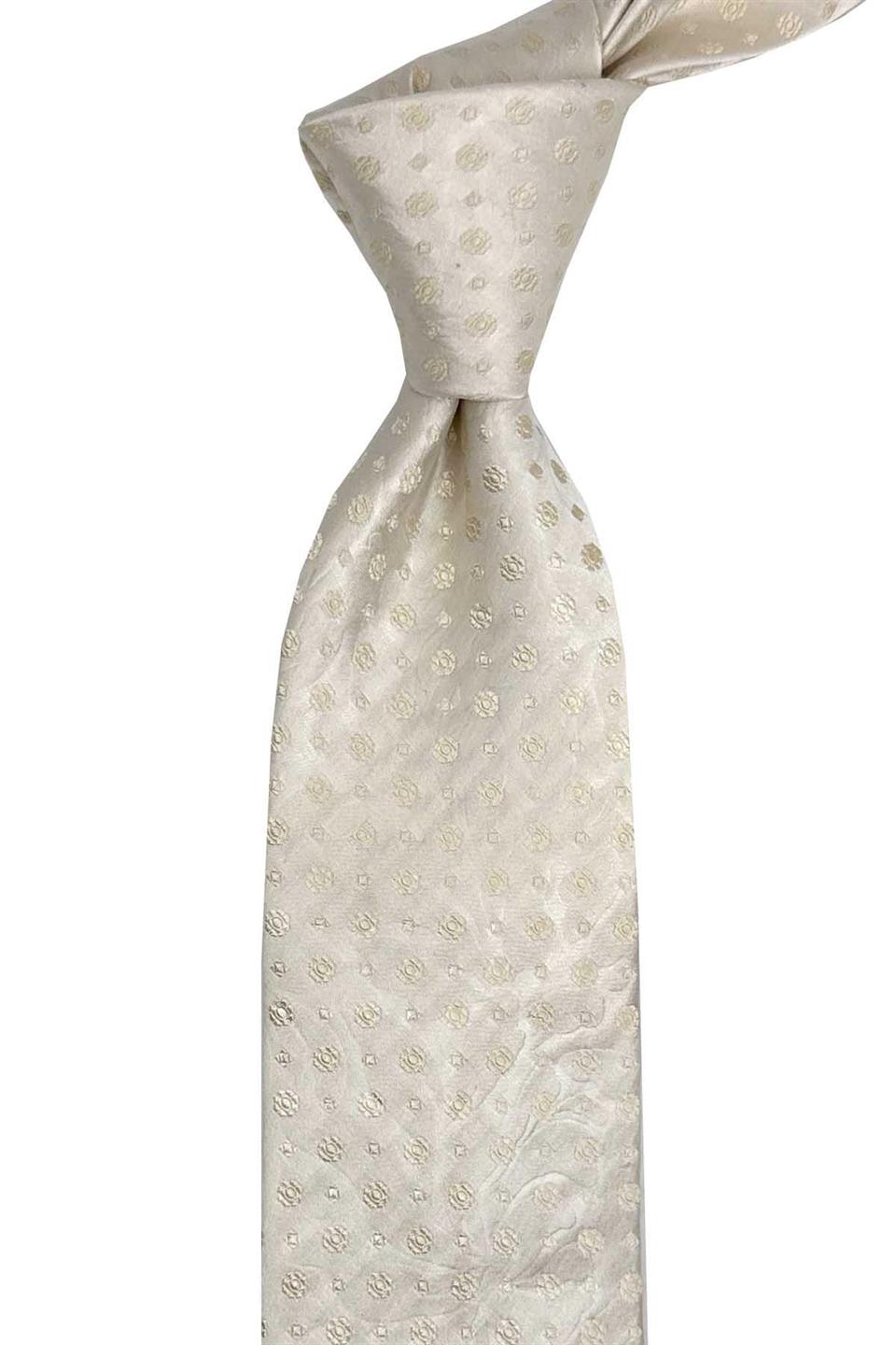 Brossa Style Bej Motif Desen İtalyan İpek Kravat İK2260