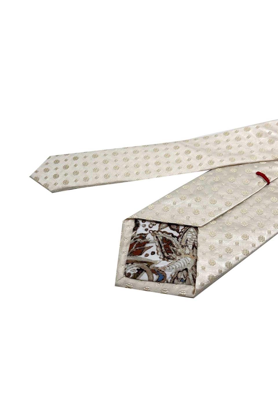 Brossa Style Bej Motif Desen İtalyan İpek Kravat İK2260