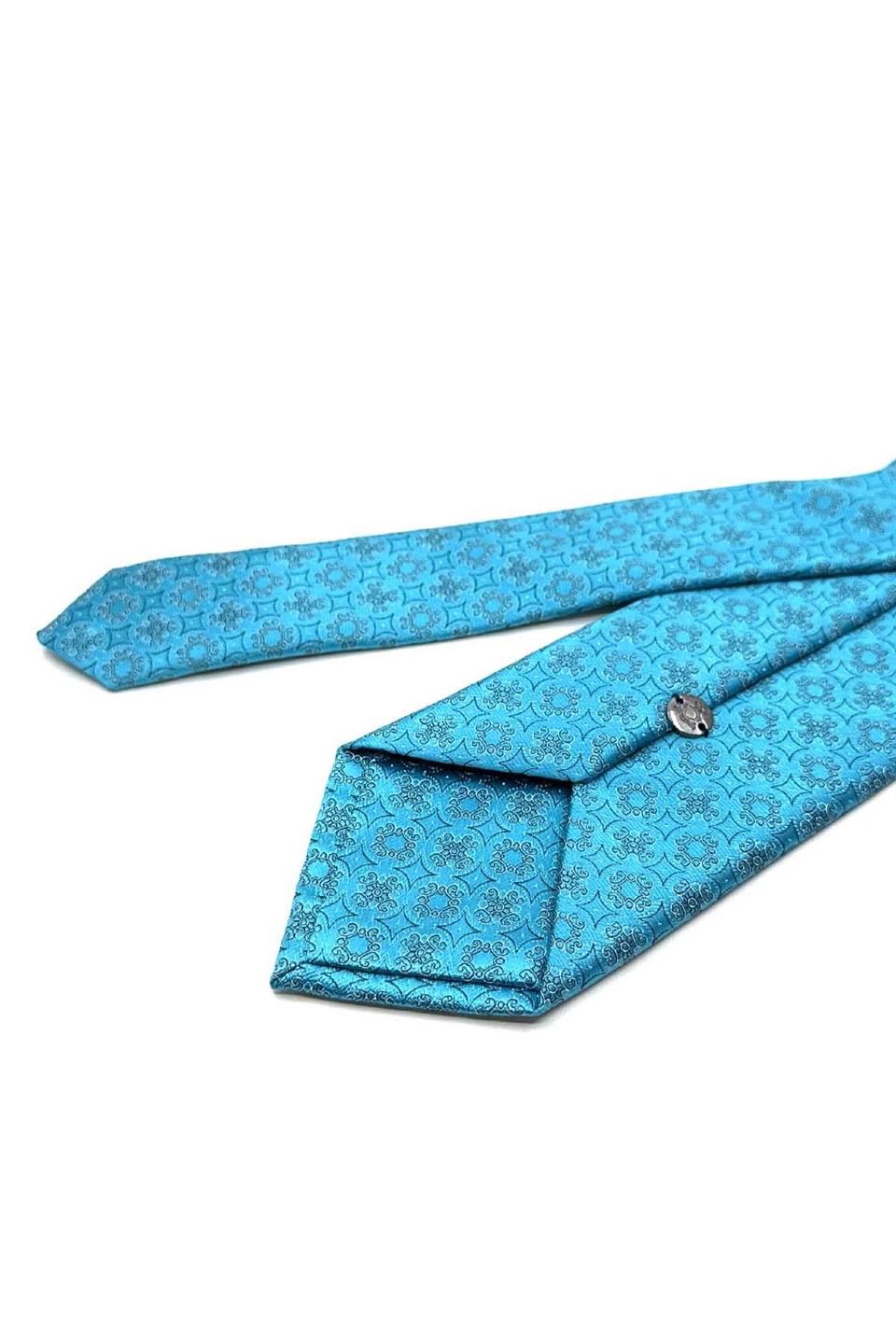 Cam Göbeği Motif Desen Mendilli Klasik Kravat KK12839