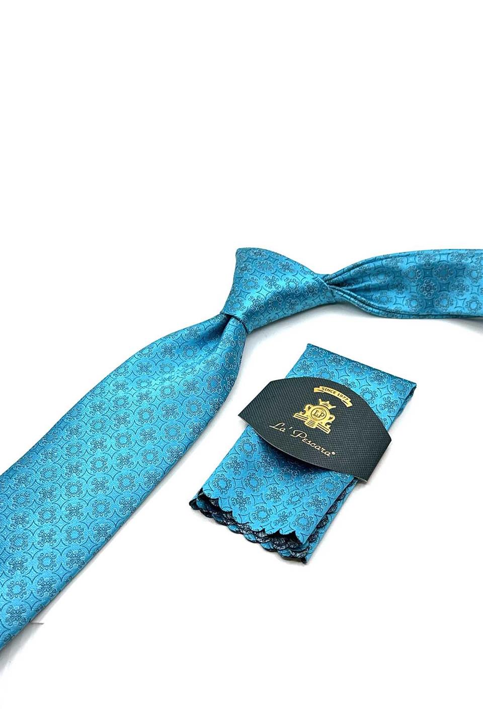 Cam Göbeği Motif Desen Mendilli Klasik Kravat KK12839