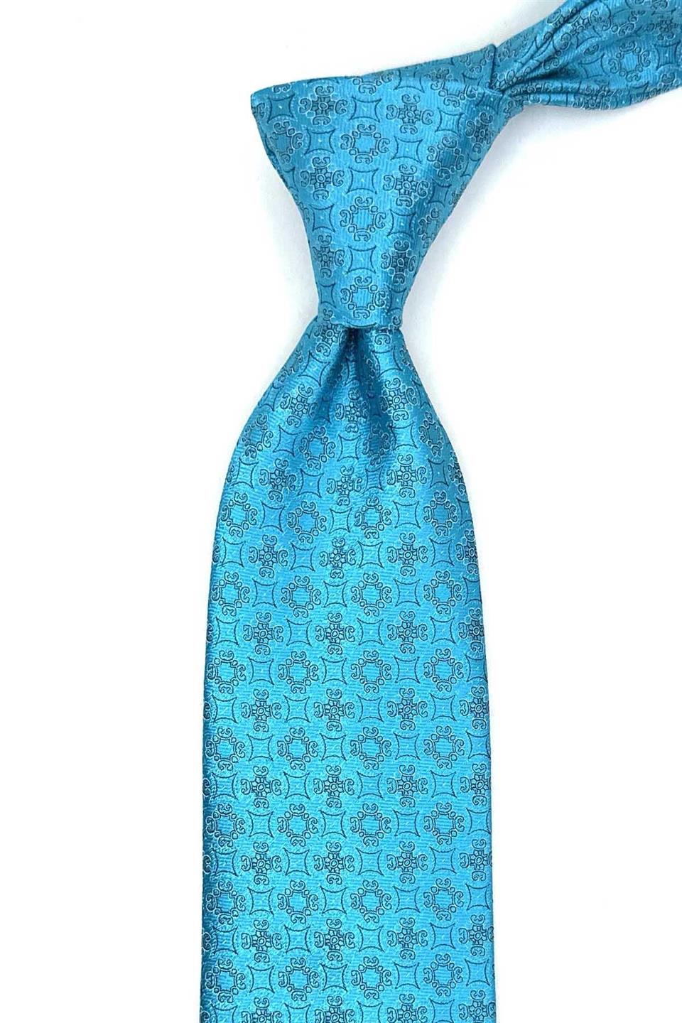 Cam Göbeği Motif Desen Mendilli Klasik Kravat KK12839