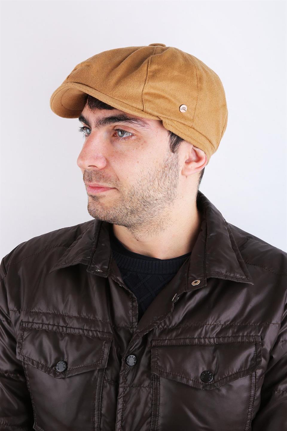 Camel Renk Erkek Yün Kasket Şapka KST55