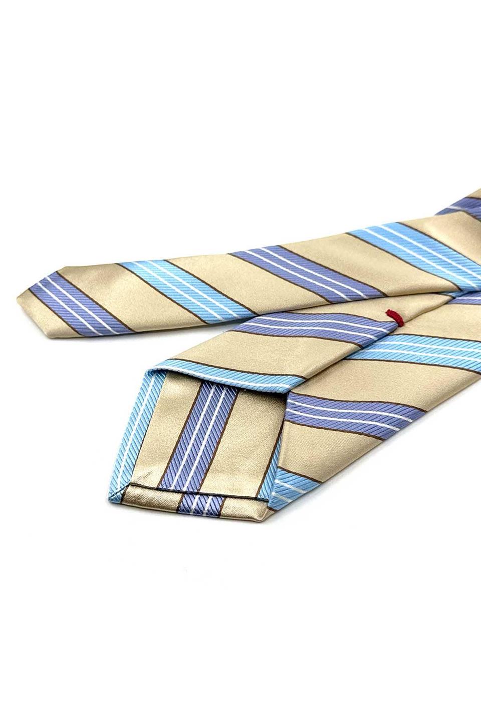 Carrigna Style Bej Çizgi Desen İtalyan İpek Kravat İK1943