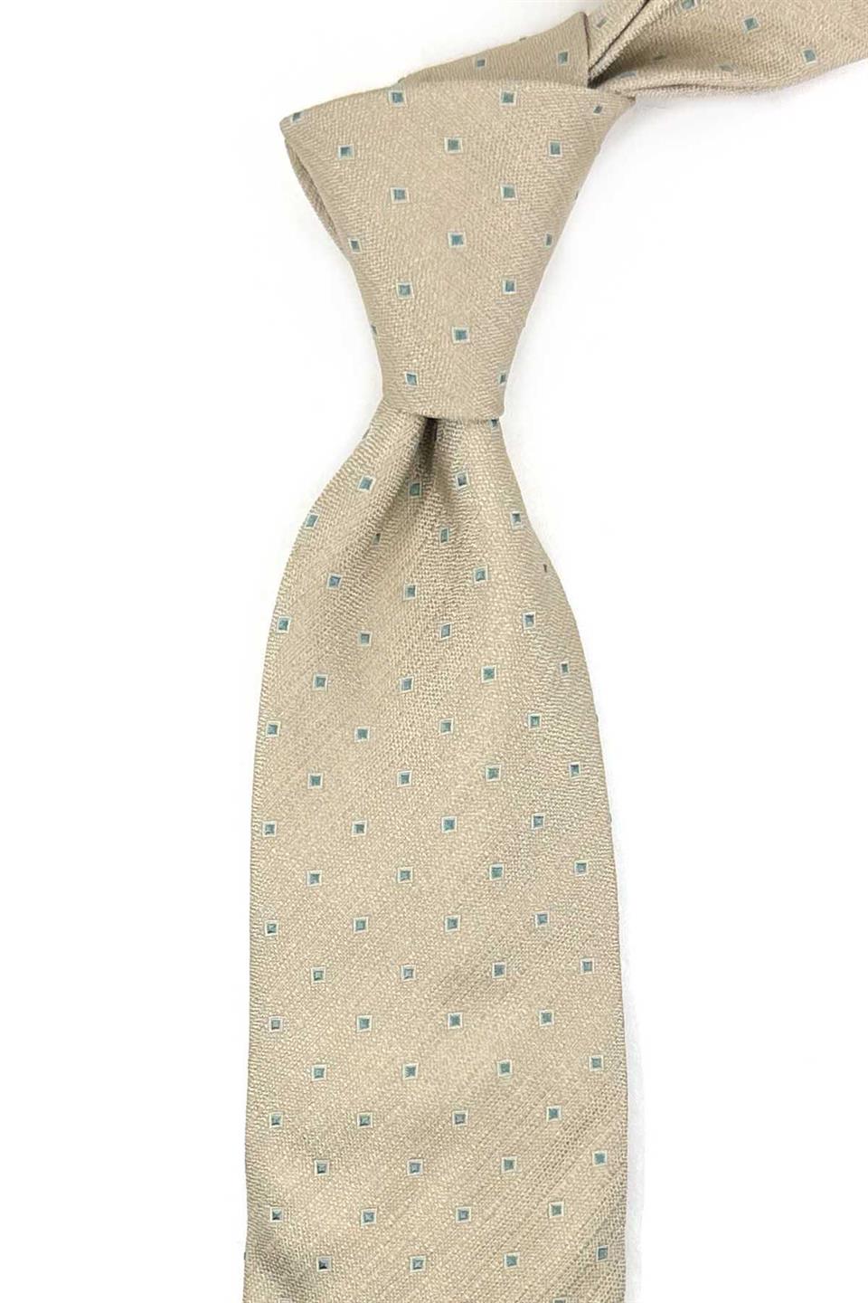 Cheyne Style Bej Nokta Desen İtalyan İpek Kravat İK1981