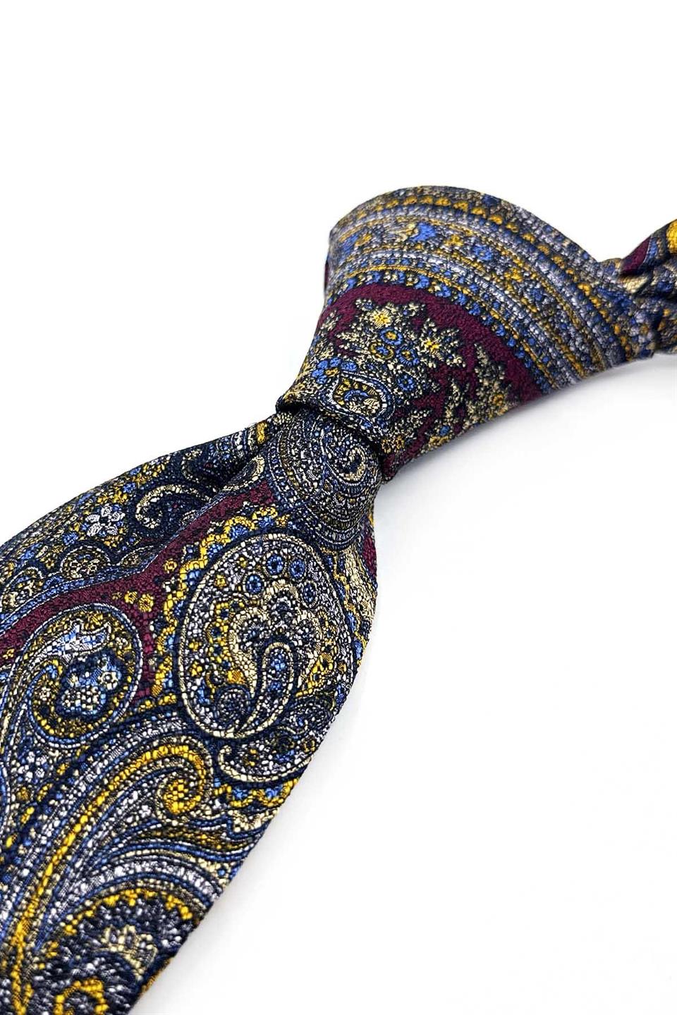 Chimenti Style Şal Desen İtalyan Bordo İpek Kravat İK2351
