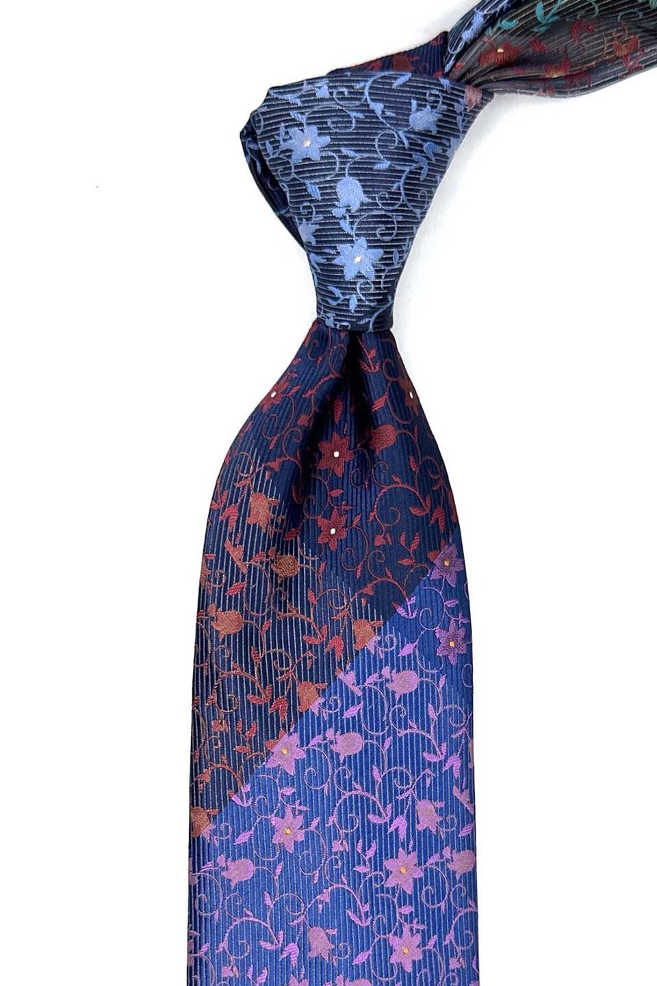 Çiçek Desen Çok Renkli Patchwork Klasik Kravat KK12749