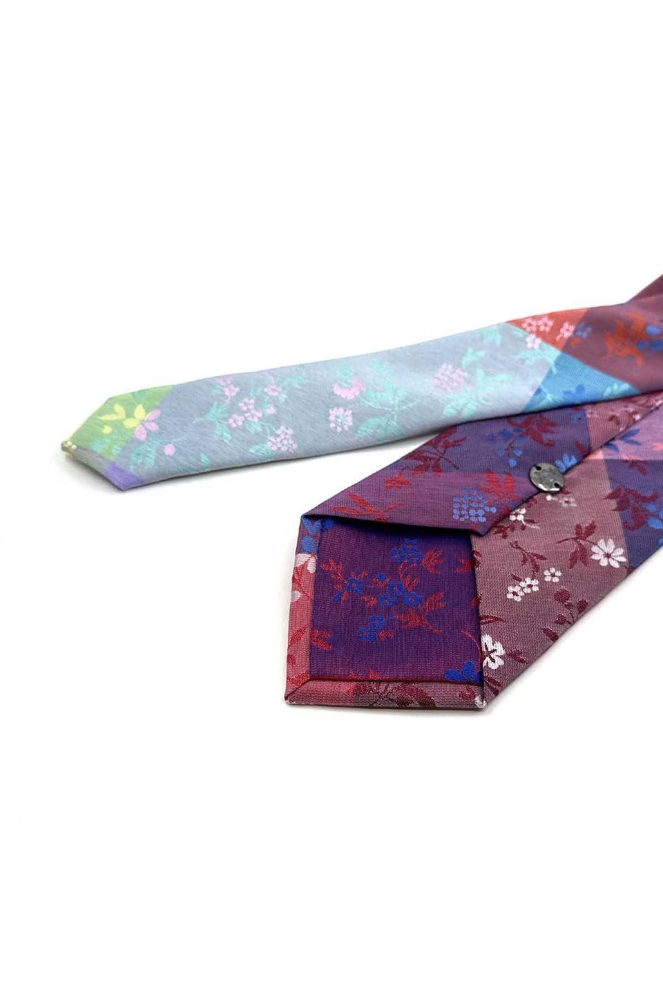 Çiçek Desen Çok Renkli Patchwork Klasik Kravat KK13377