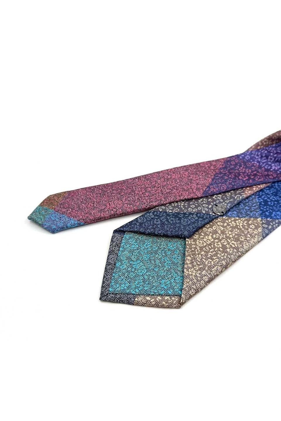 Çiçek Desen Çok Renkli Patchwork Klasik Kravat KK13400