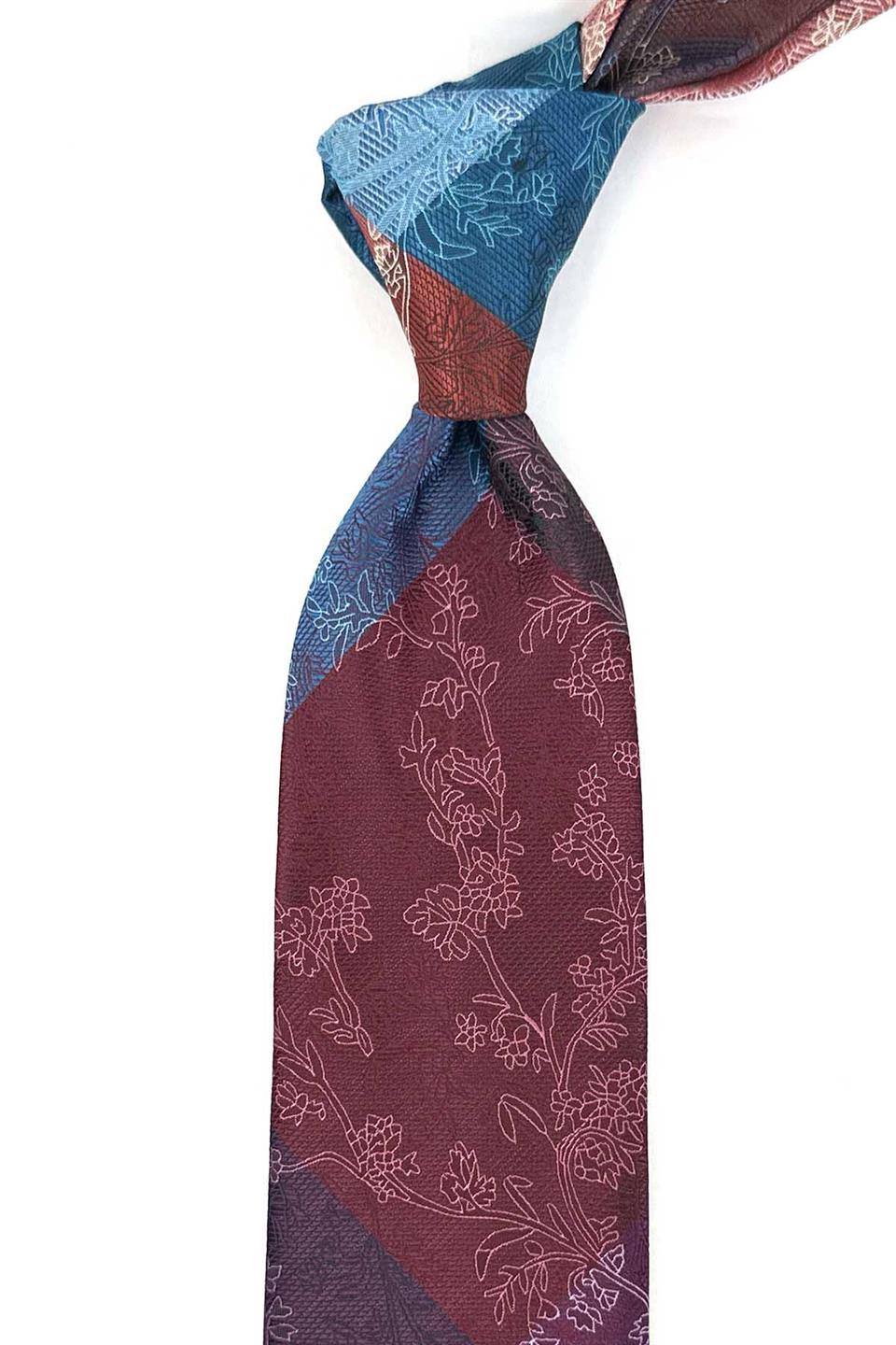 Çiçek Desen Çok Renkli Patchwork Kravat KK13258