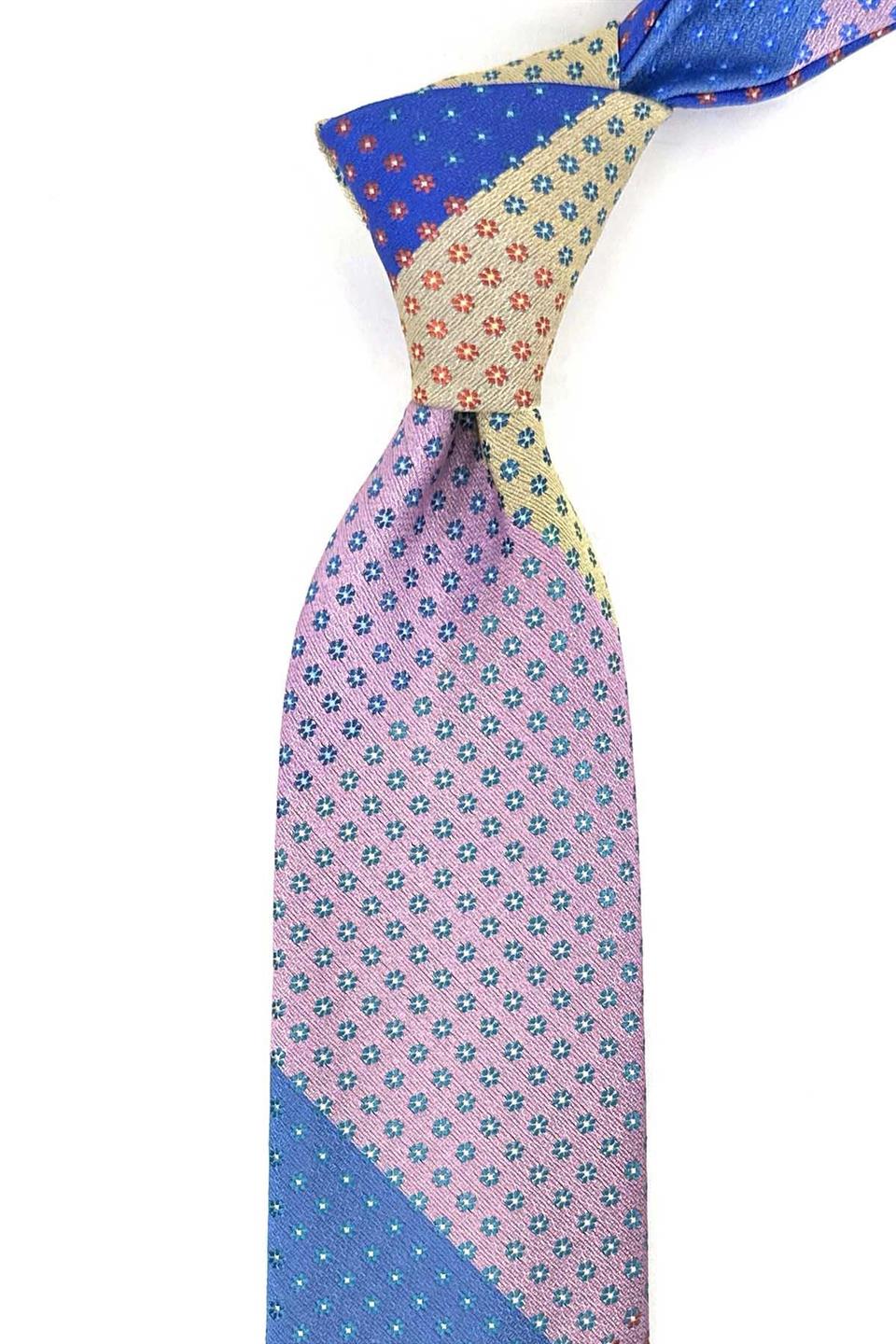 Çiçek Desen Çok Renkli Patchwork Kravat KK13283