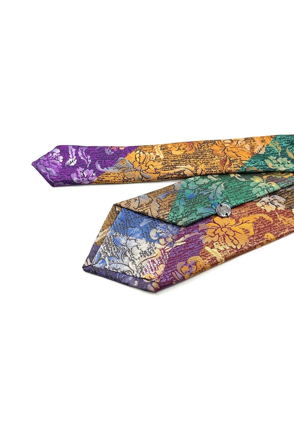 Çiçek Desen Çok Renkli Patchwork Kravat KK13241