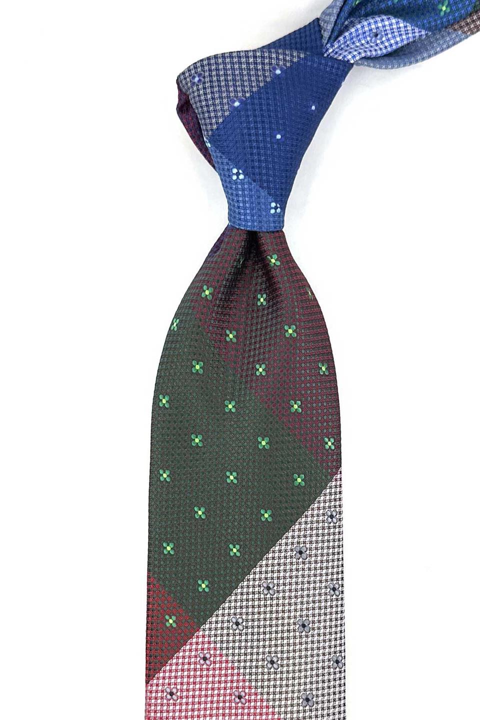 Çiçek Desen Çok Renkli Patchwork Kravat KK13249