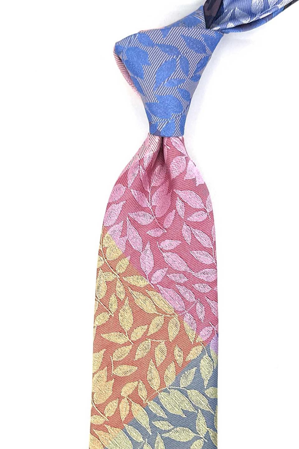 Çiçek Desen Çok Renkli Patchwork Kravat KK13287