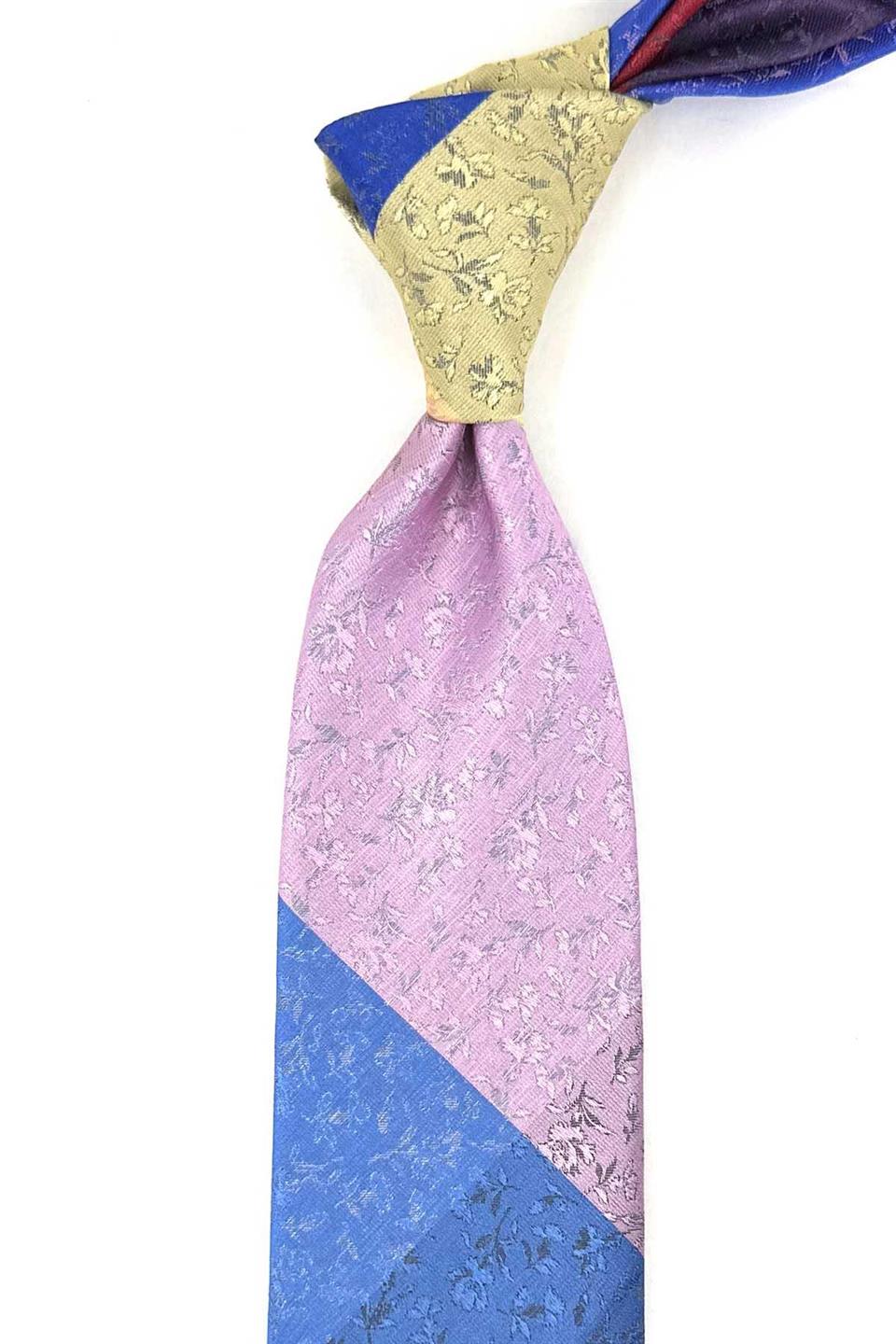 Çiçek Desen Çok Renkli Patchwork Kravat KK13254