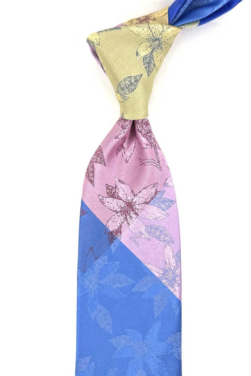 Çiçek Desen Çok Renkli Patchwork Kravat KK13220