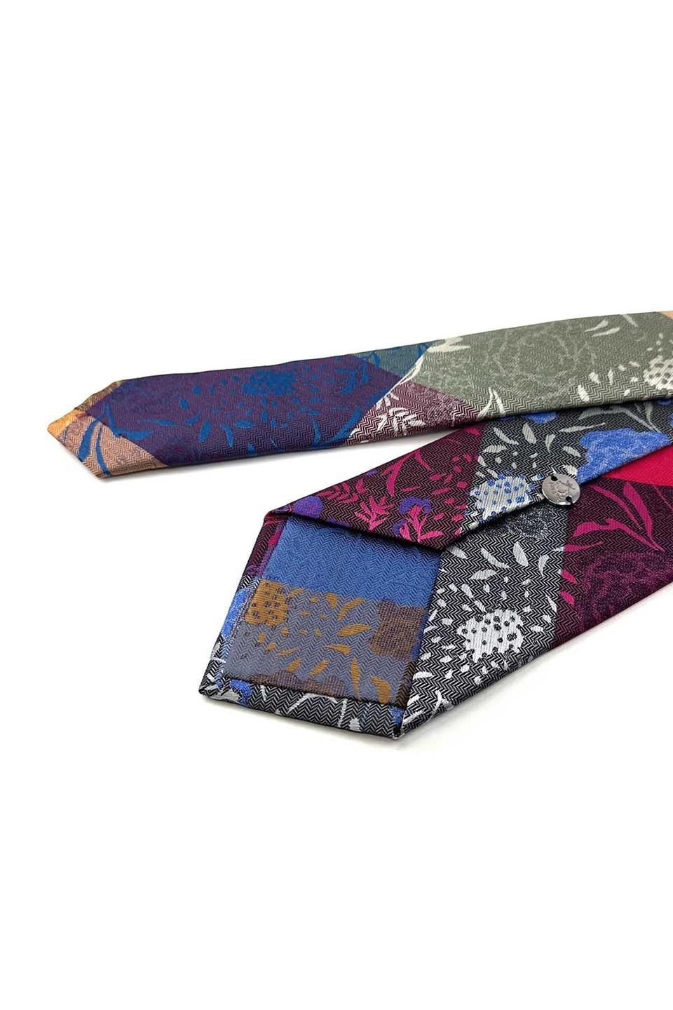 Çiçek Desen Çok Renkli Patchwork Kravat KK13222