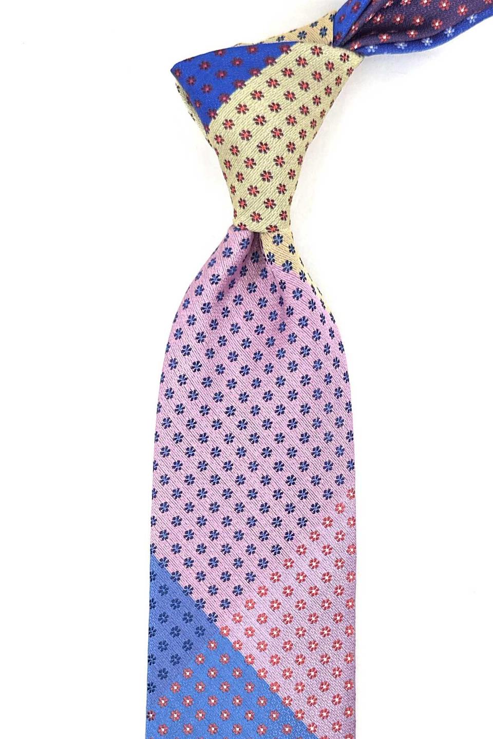 Çiçek Desen Çok Renkli Patchwork Kravat KK13213