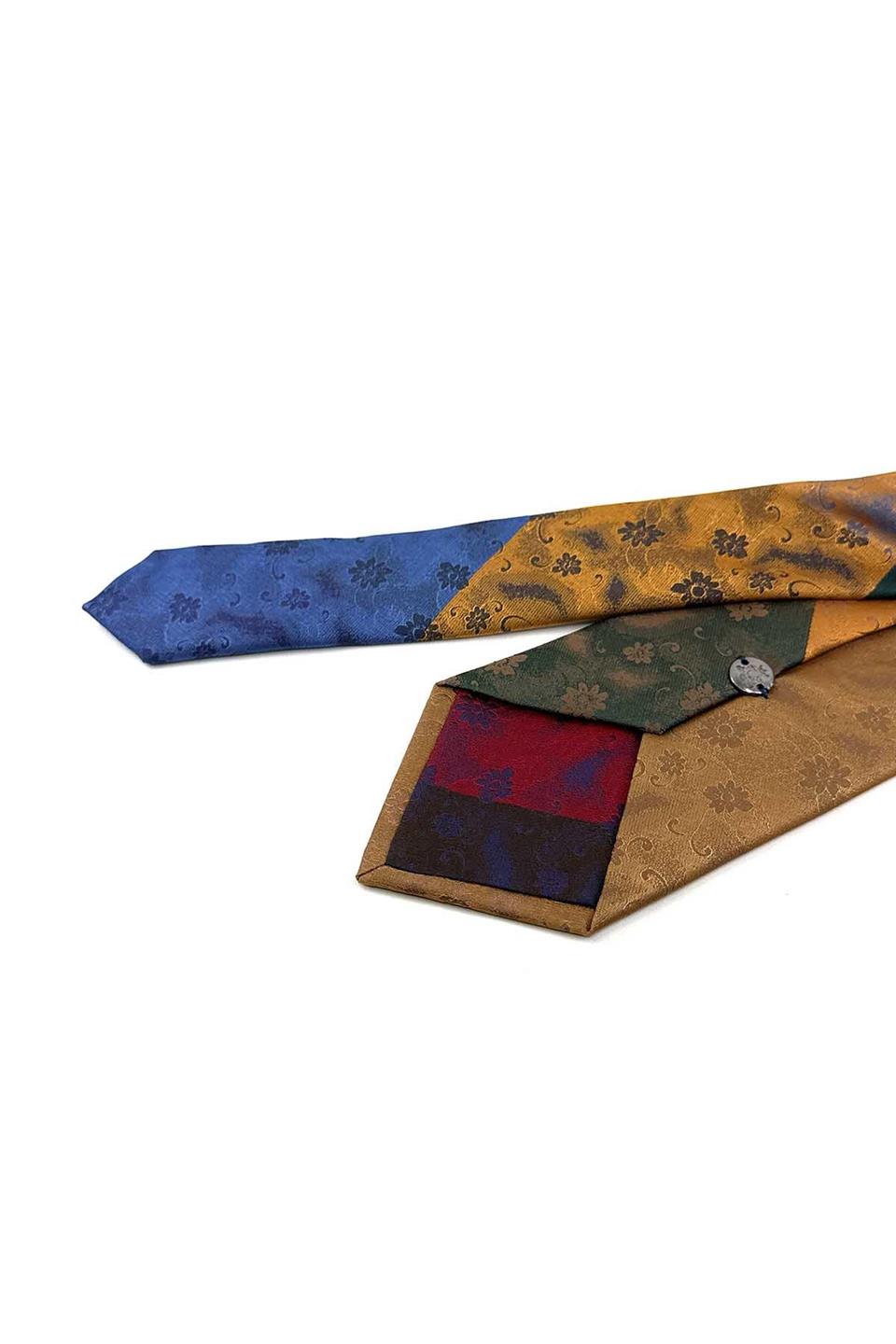 Çiçek Desen Çok Renkli Patchwork Kravat KK13223