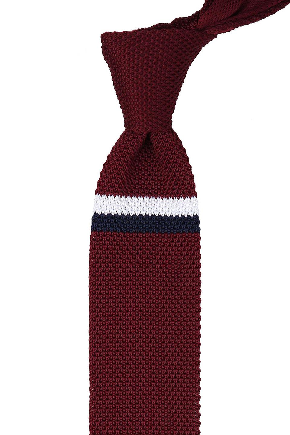 Çizgi Desen Örgü Bordo Kravat 8017