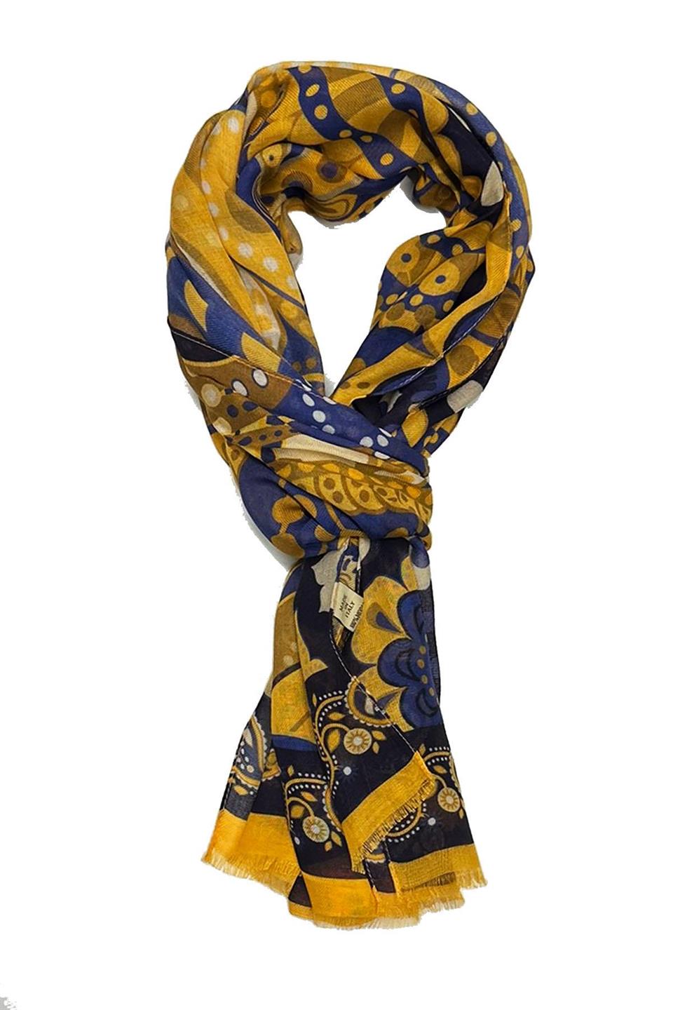 Clinton Style Sarı - Lacivert İtalyan Modal Kaşkol MDL34