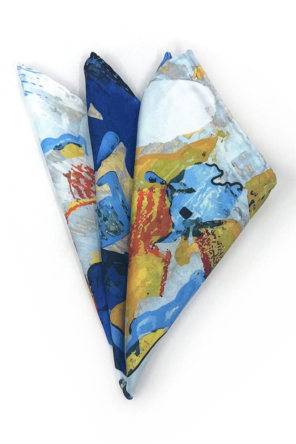 Çok Renk Karmaşık Motif Erkek Cep Mendili SPS551-40