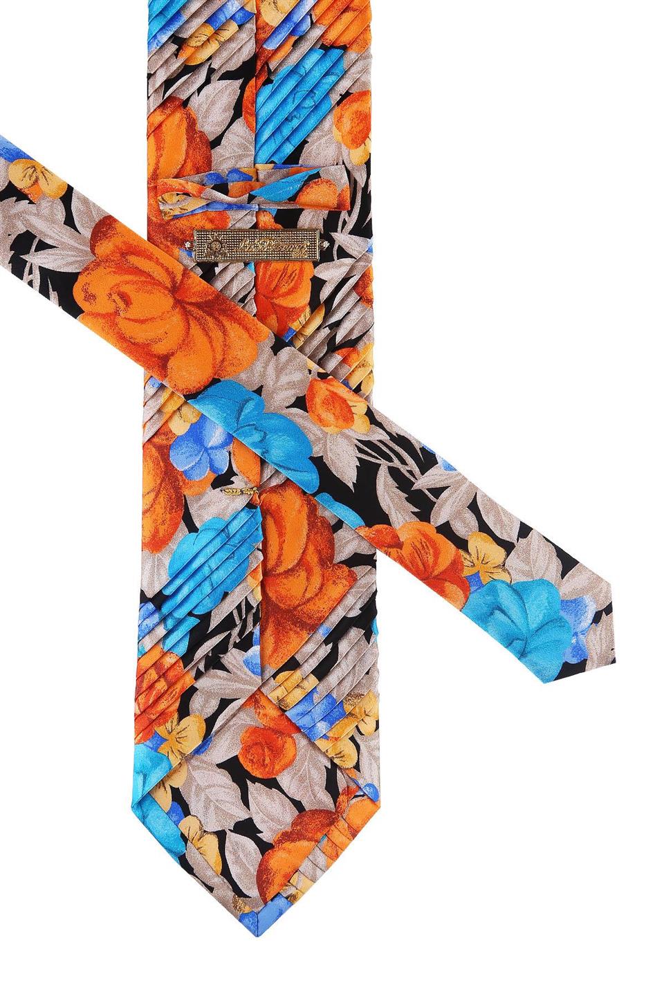 Çok Renkli Çiçek Desen Piliseli İpek Kravat EST138