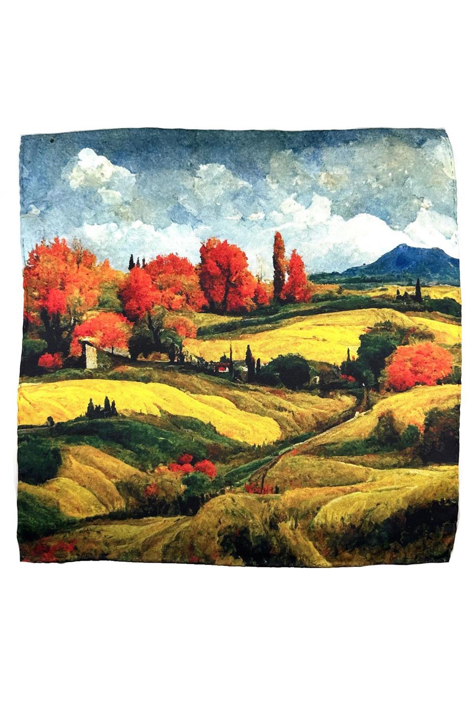 Çok Renkli Doğa Motif Erkek Cep Mendili SPS636-116