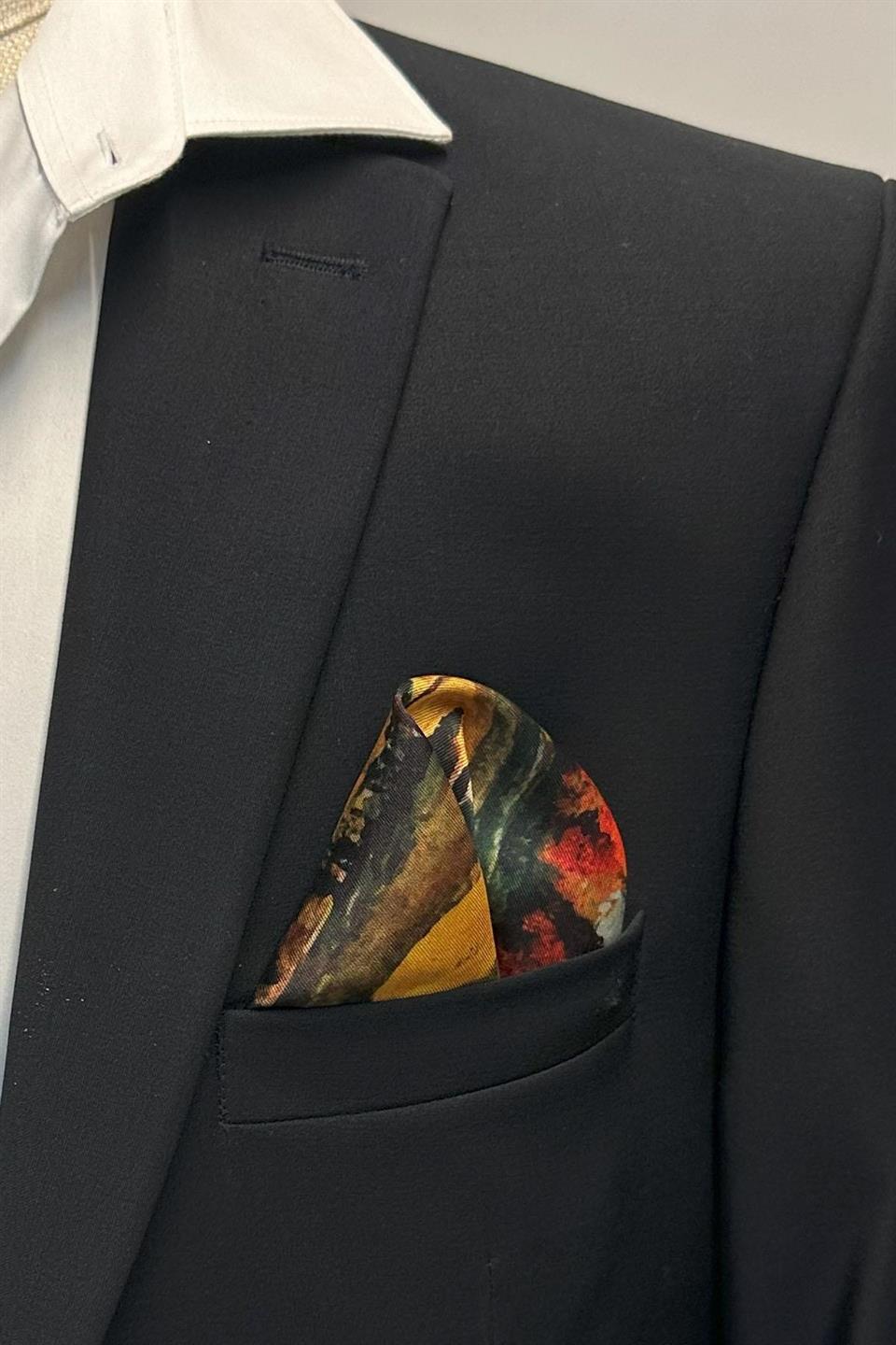 Çok Renkli Doğa Motif Erkek Cep Mendili SPS636-116