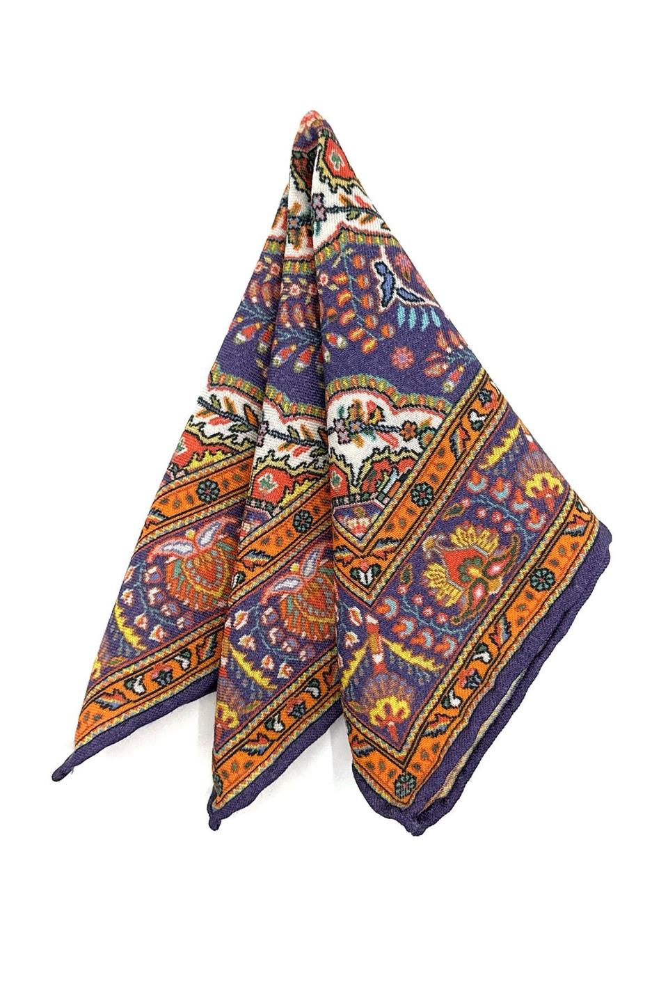 Çok Renkli El Dikişi İtalyan Yün Cep Mendili WL13