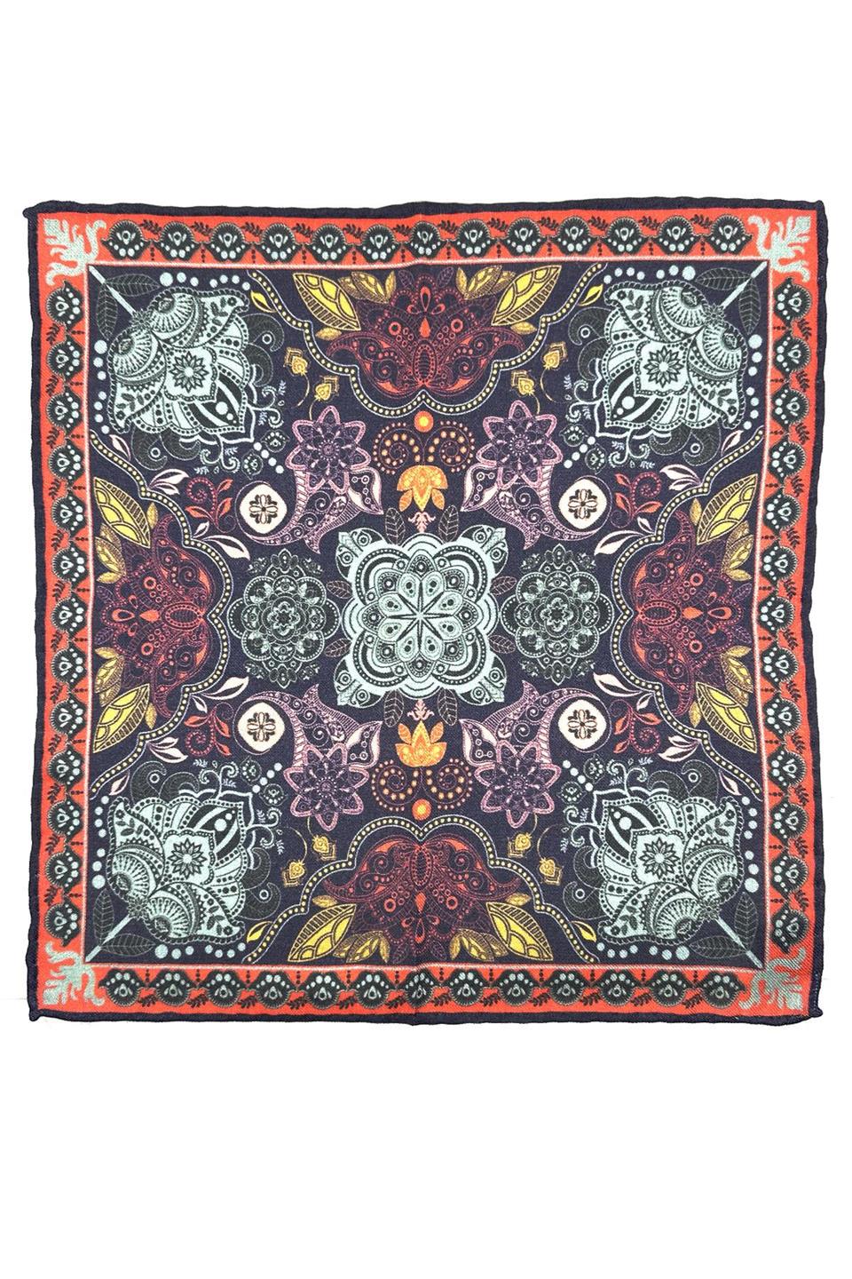 Çok Renkli El Dikişi İtalyan Yün Cep Mendili WL05