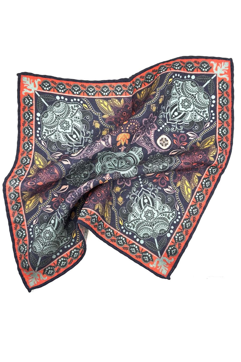 Çok Renkli El Dikişi İtalyan Yün Cep Mendili WL05