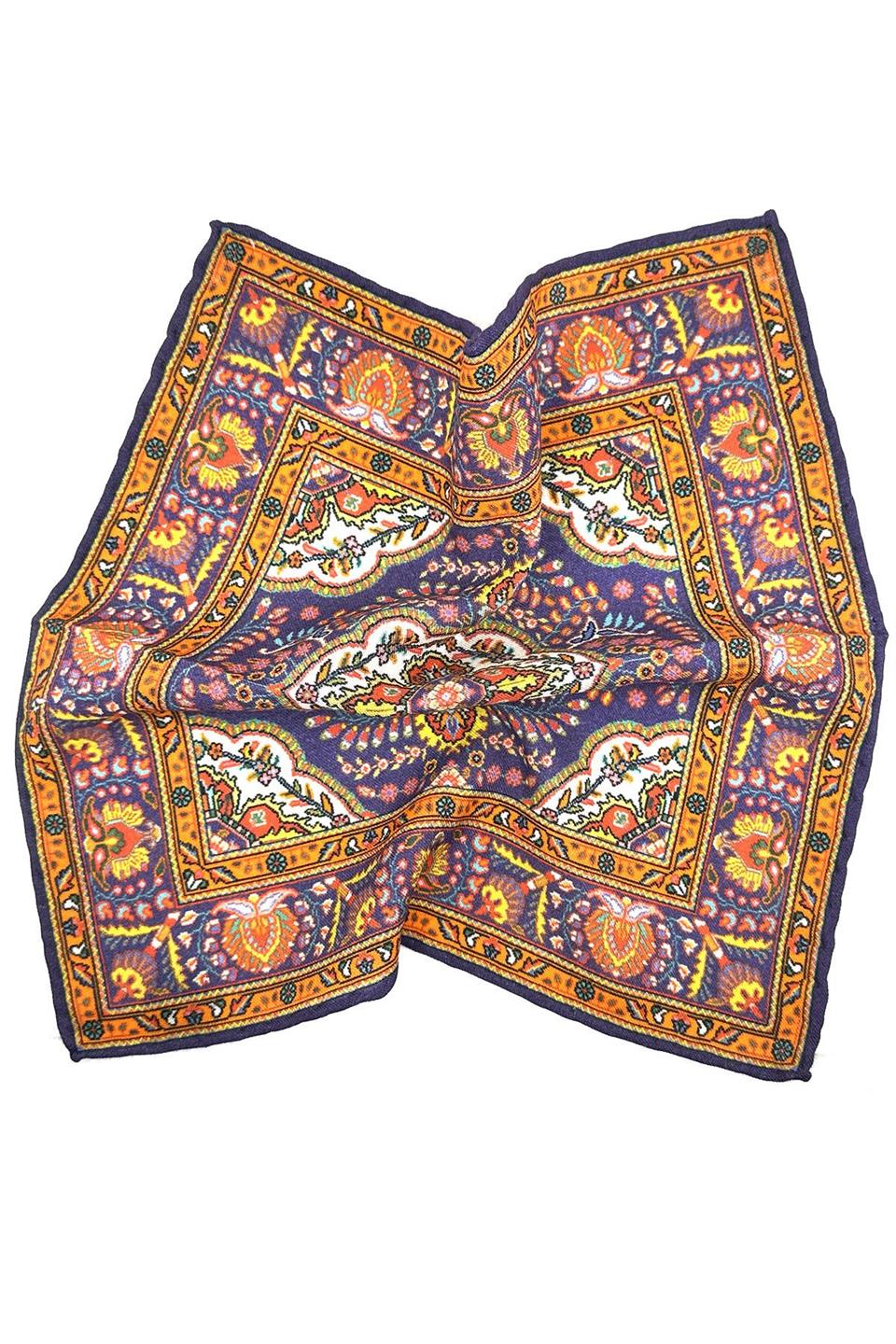 Çok Renkli El Dikişi İtalyan Yün Cep Mendili WL13